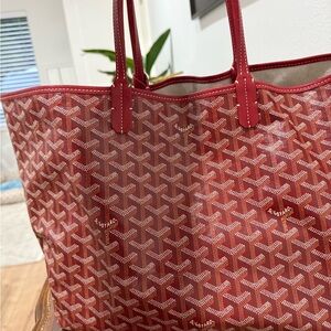 Goyard Red Chevron Tote Bag